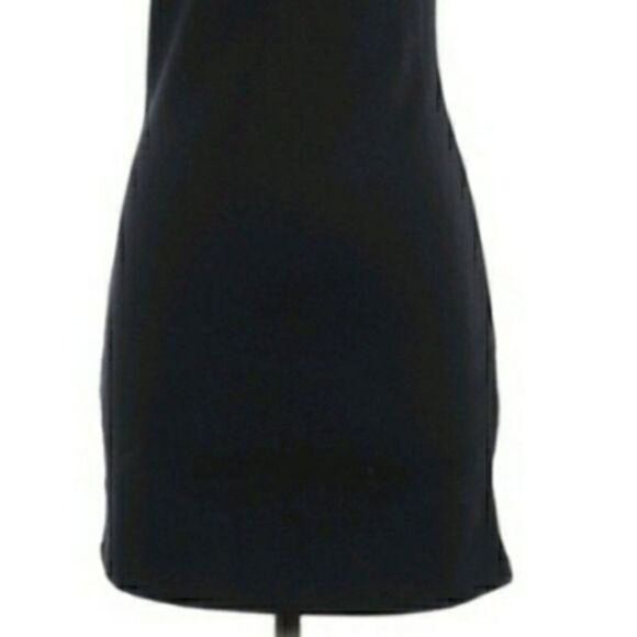 CO Lace Illusion Neckline Short Sleeve‎ Crew Neck Stretch Mini Dress Black Sz S - Picture 5 of 9